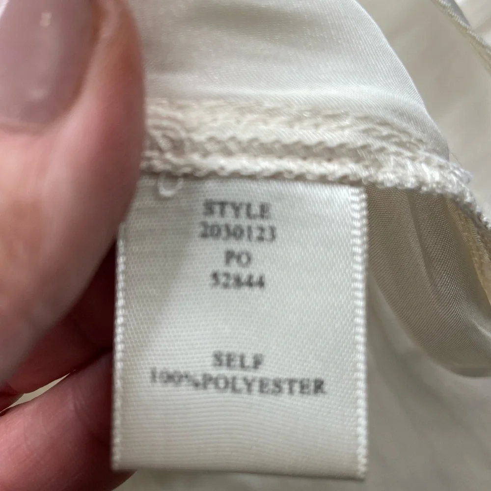 Anthropologie Current Air Ruched Shimmer Blouse Cream Medium EUC